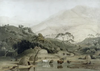 A Kaffir Village, c.1801